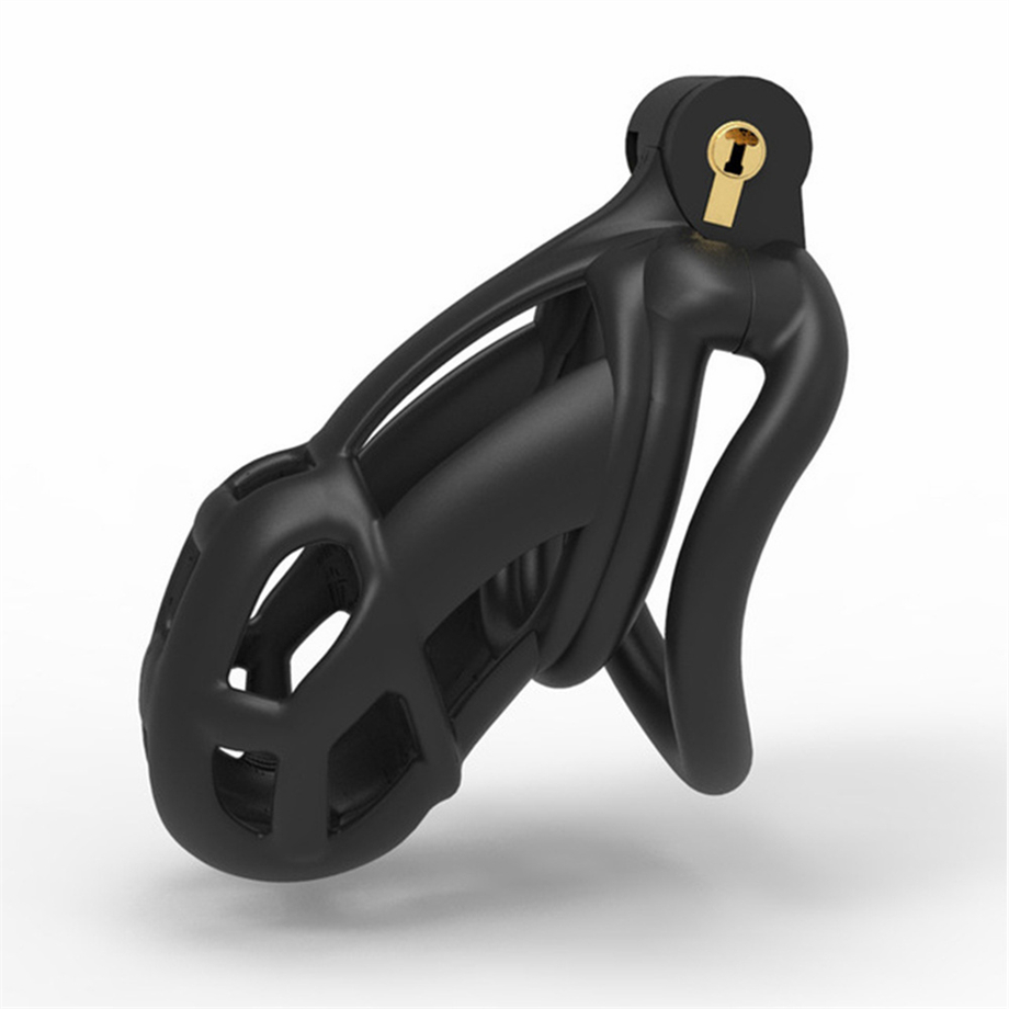 Chastity Cage Lock Device Kit W/ 4 Rings Virginity Device 5 Sizes Curve US