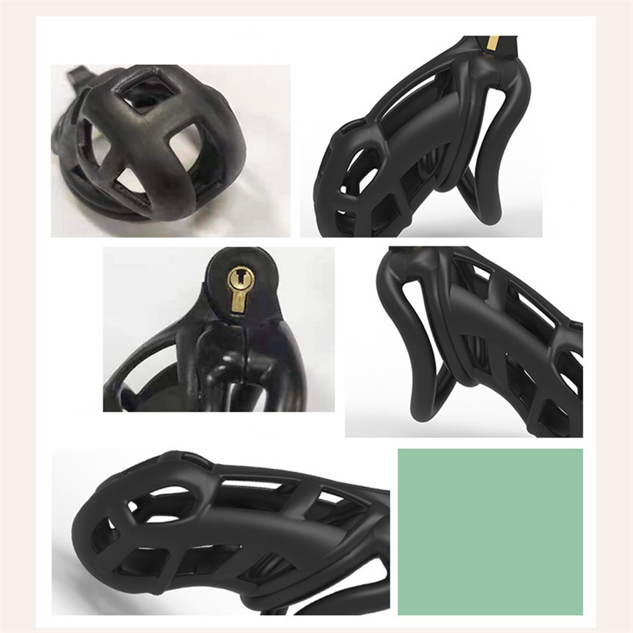 Chastity Cage Lock Device Kit W/ 4 Rings Virginity Device 5 Sizes Curve US
