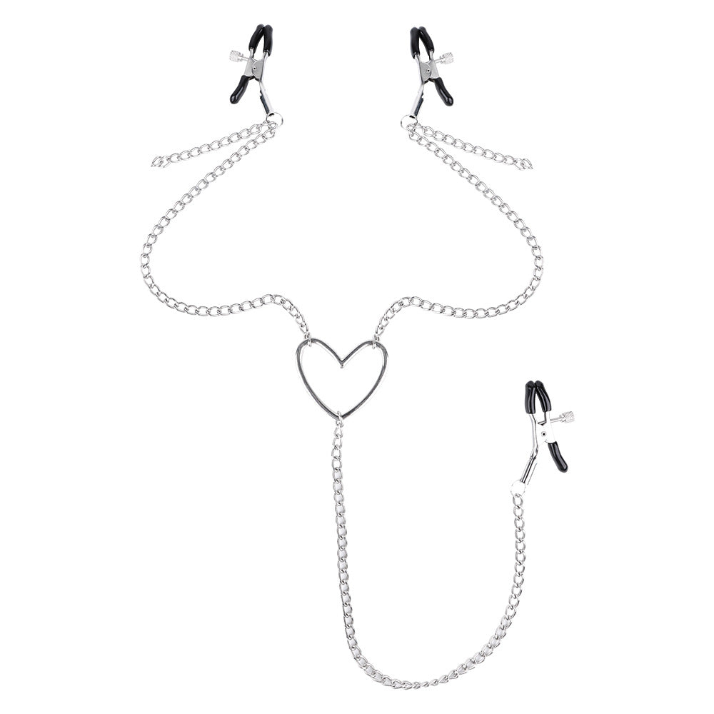Nipple Clamps with Heart Design - Metal Set of Three