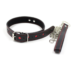 BDSM Heart Collar with Chain Leash (One Set)