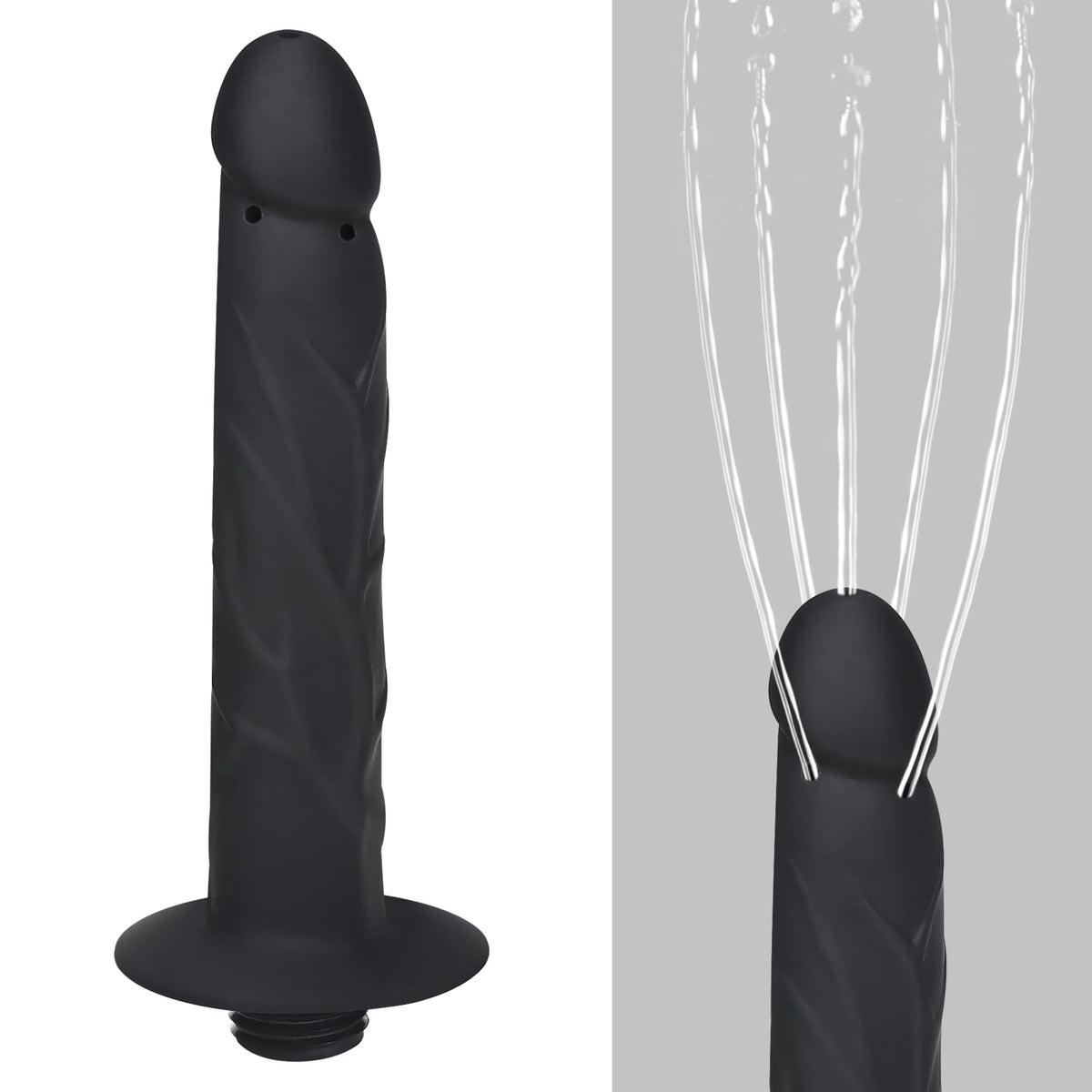 6 Holes Silicone Shower Cleaner Enema Douche SystemSilicone Enema Nozzles Hose，Handheld Water Shower Anal Rinse Vaginal Cleaning Kit for Men and Women Black
