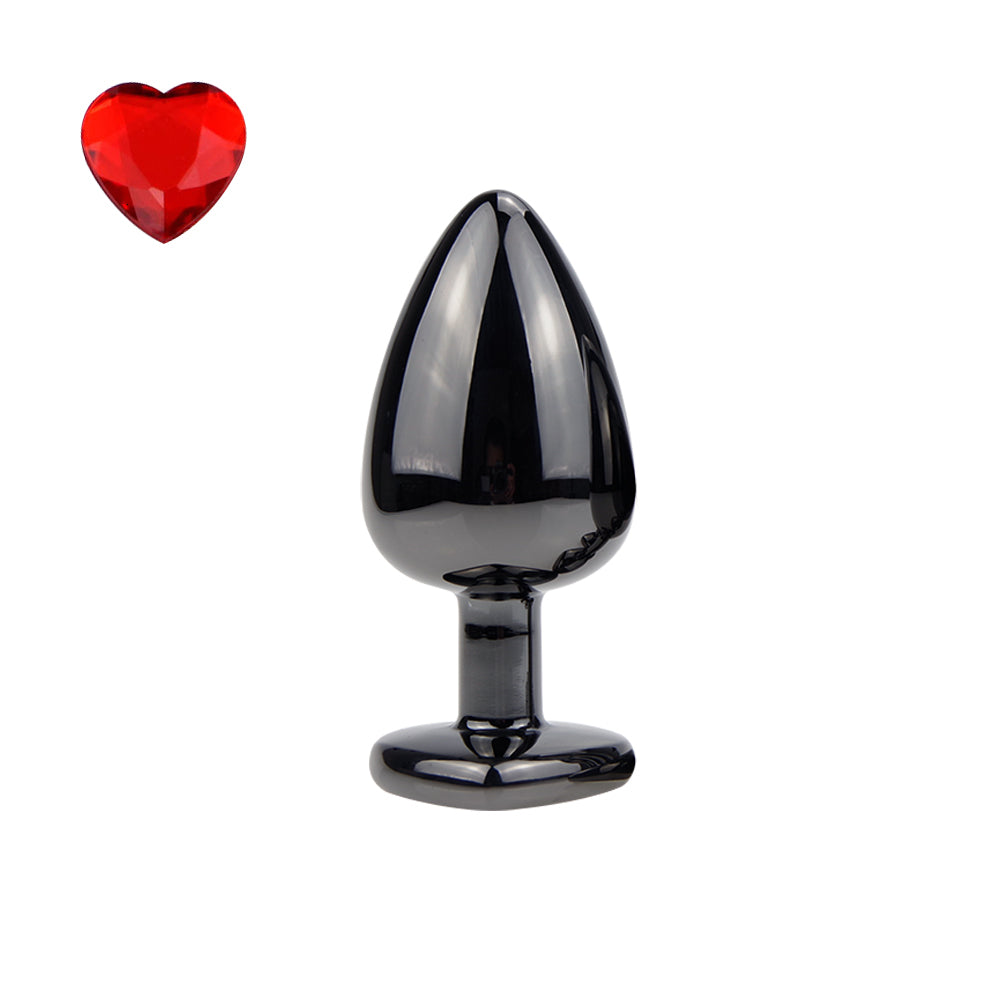 Heart-Shaped Metal Gem Anal Plug - Large Size, 12 Colors