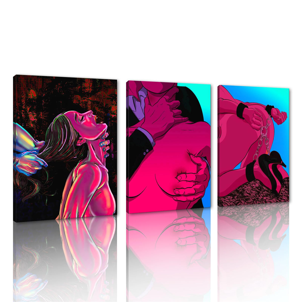 Yatsen Bridge Abstract Nudes Wall Decor for Bedroom 3 Panel Nude Woman Painting Art Print on Canvas Erotic Wall Art for Bar Hotel Apartment Wall Decor Framed Ready to Hang 12x16inchx3Pcs
