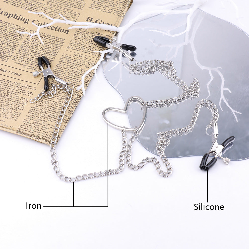Nipple Clamps with Heart Design - Metal Set of Three