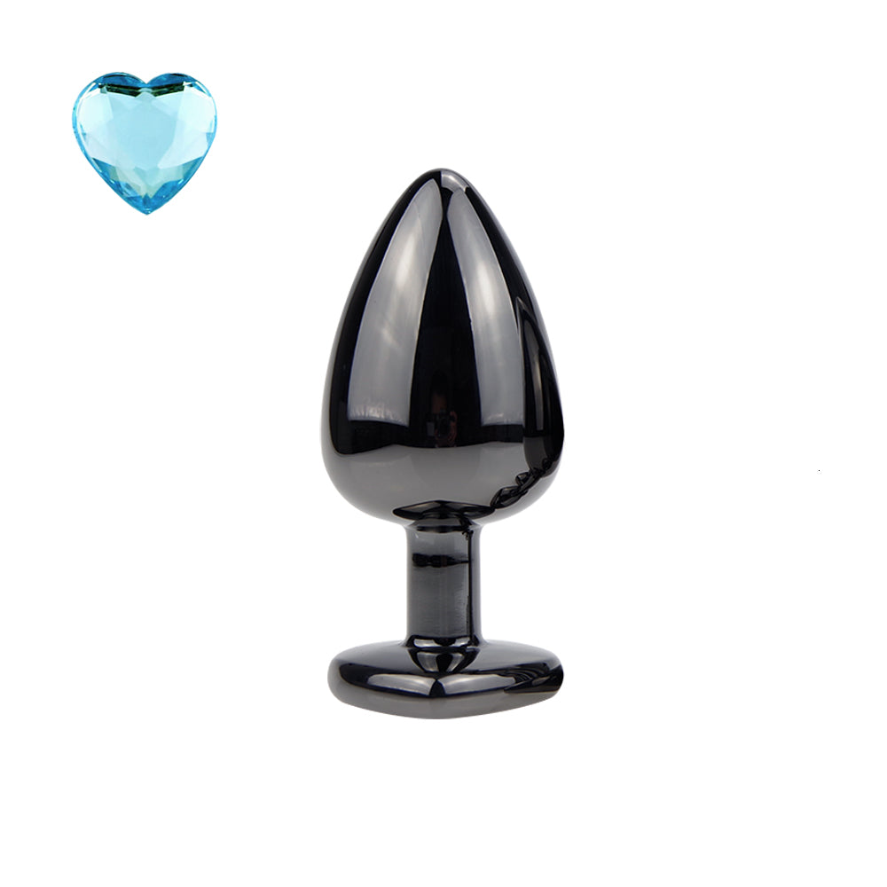 Heart-Shaped Metal Gem Anal Plug - Large Size, 12 Colors