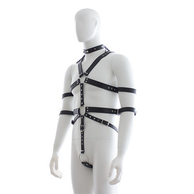 Men's Leather Bodysuit Set for BDSM Enthusiasts
