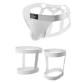 Evankin Mens Underwear Set Hollow out Brief Sexy Low Rise Jockstrap Underpants Athletic Supporter Leg Strap Thong Lingeire（White-M）