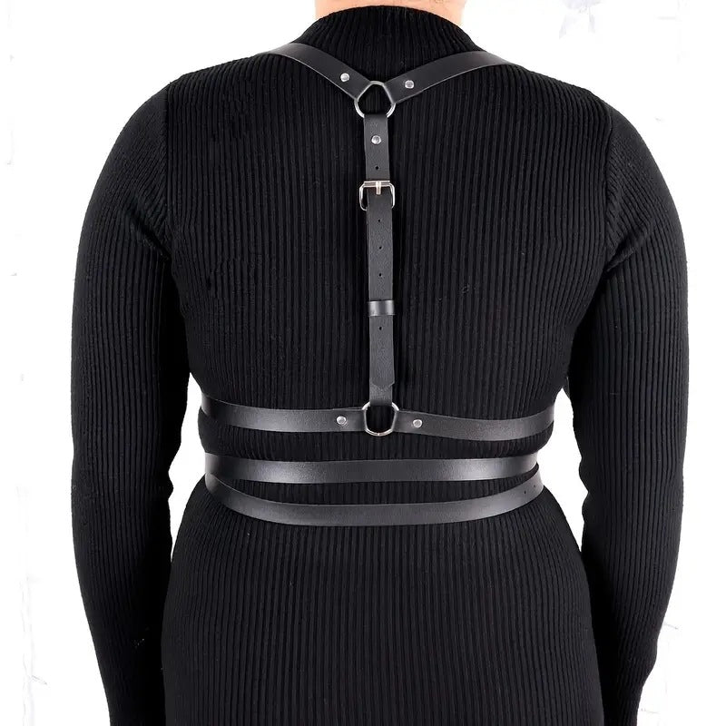 Plus Size Punk Style Cross Strap Leather Harness