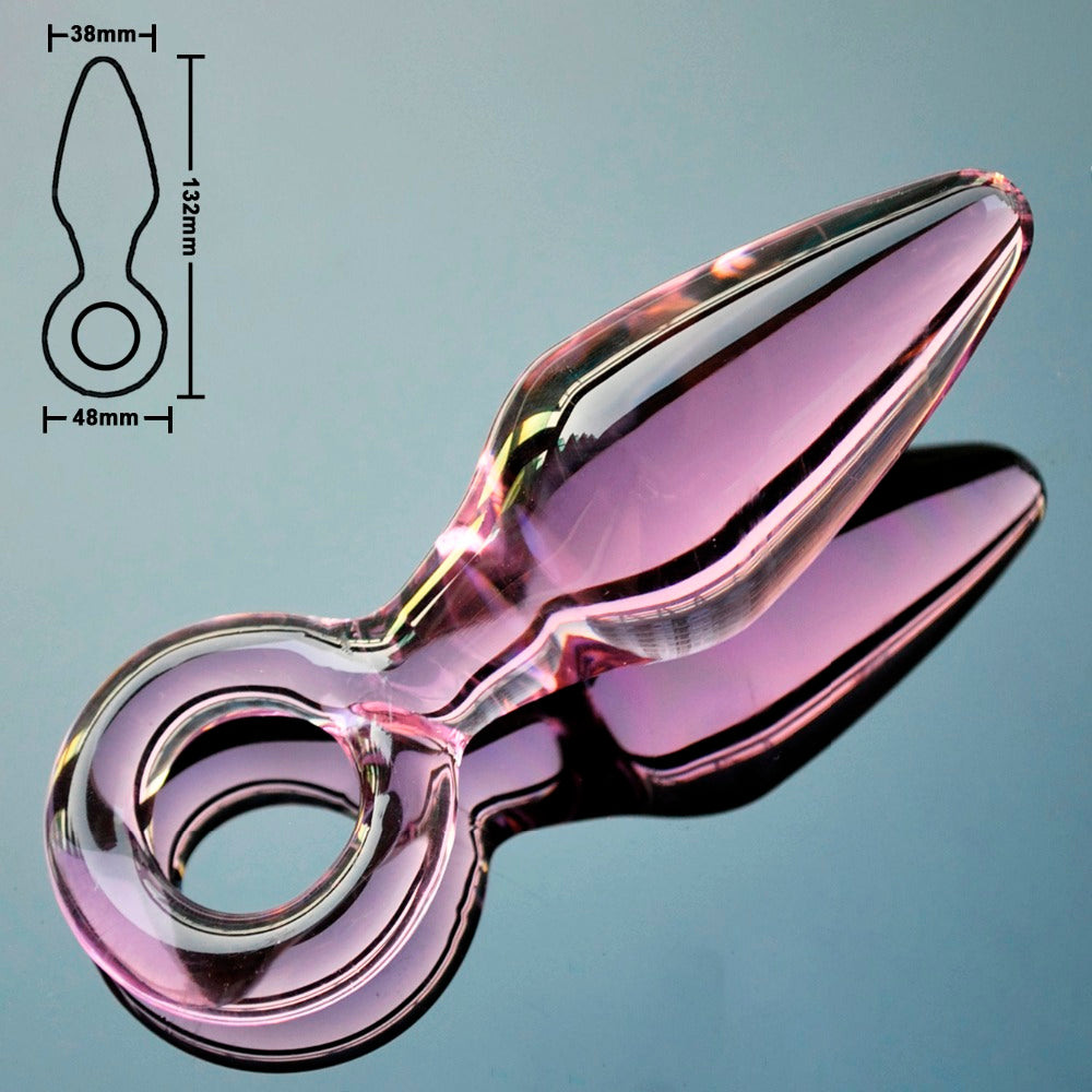 38mm Pink Phallus Glass Anal Dildo, Adult Toy