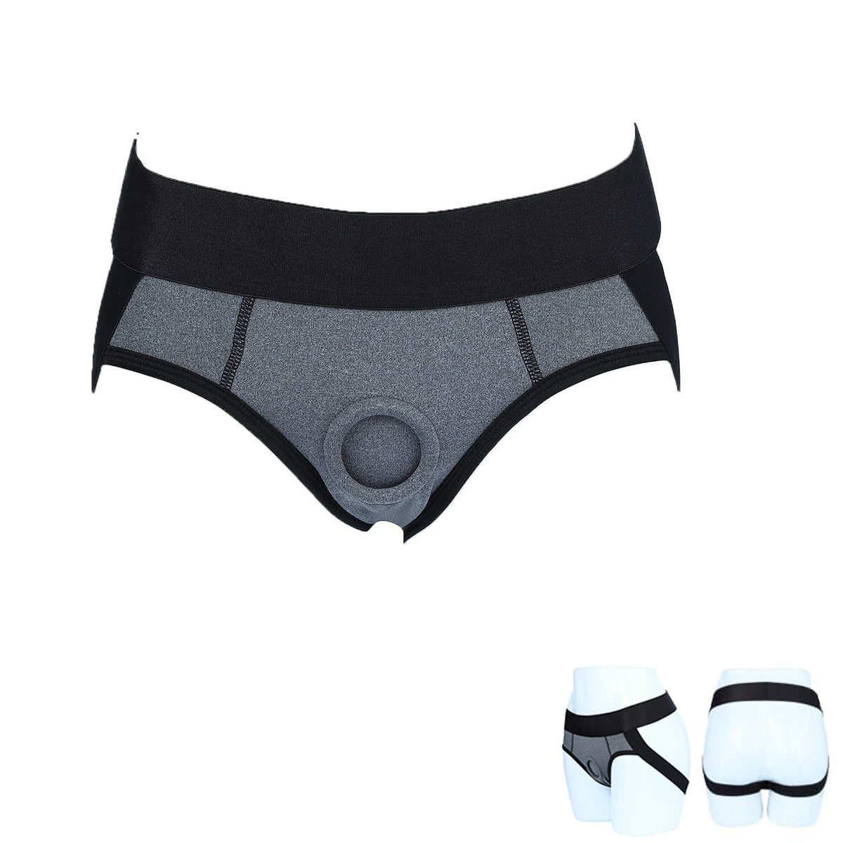 Lacnuopao Harness Pants Strapless Underpants for Men Women Couples Unisex Grey