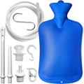 Enema Bag 2L Home Enema Kit with 2 Enema Tips60 inch Long Silicone Hose Controlable Water Flow Valve Hot-Water Bottle for Colon Cleansing Enemas for Women/Men（Blue）