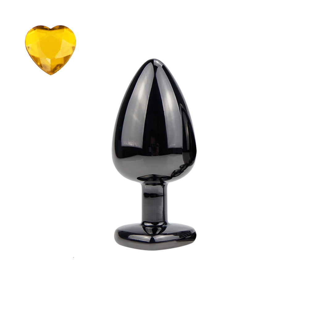 Heart-Shaped Metal Gem Anal Plug - Large Size, 12 Colors
