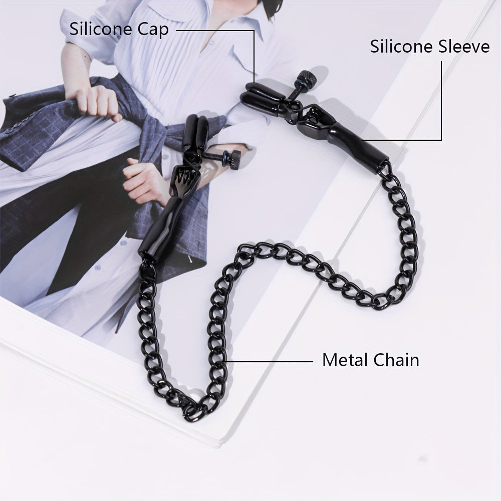 Metal BDSM Nipple Clamps with Single Chain for Couples