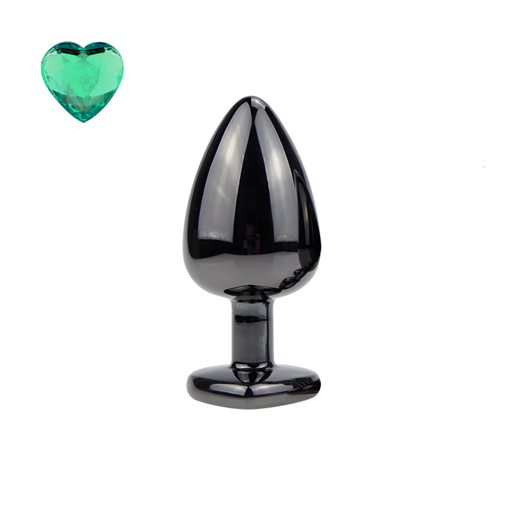 Heart-Shaped Metal Gem Anal Plug - Large Size, 12 Colors