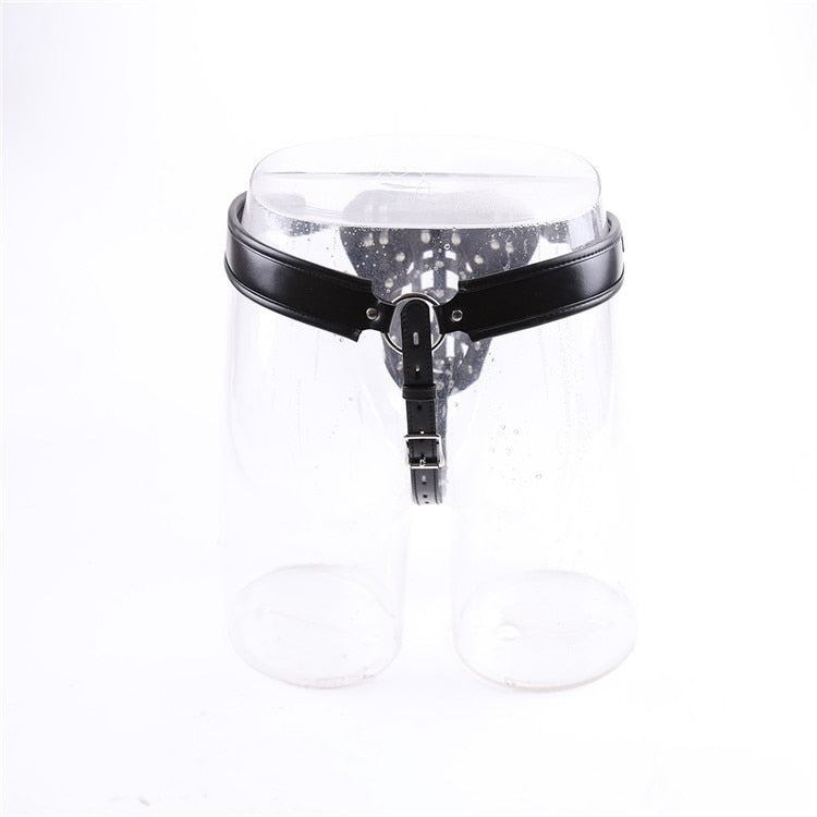 Leather Men's Chastity Belt with Cock Cage, Adult Toy