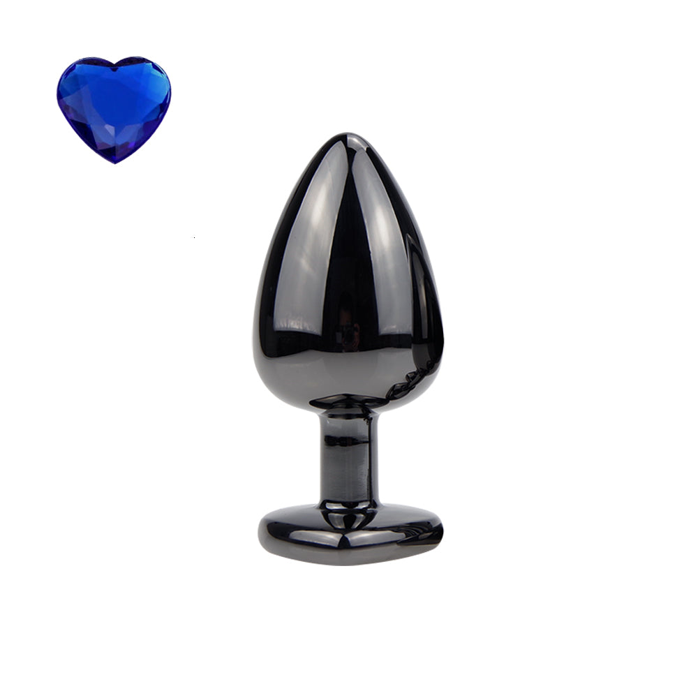 Heart-Shaped Metal Gem Anal Plug - Large Size, 12 Colors