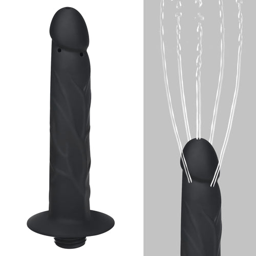 6 Holes Silicone Shower Cleaner Enema Douche SystemSilicone Enema Nozzles Hose，Handheld Water Shower Anal Rinse Vaginal Cleaning Kit for Men and Women Black