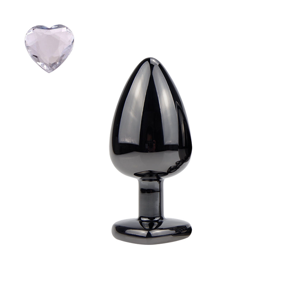 Heart-Shaped Metal Gem Anal Plug - Large Size, 12 Colors