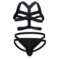SDGTMJSY MenS Underwear Bikini Panties Men Sexy Elastic Body Chest Harness Jockstrap Lingerie Set Shoulder Chest Belt Black