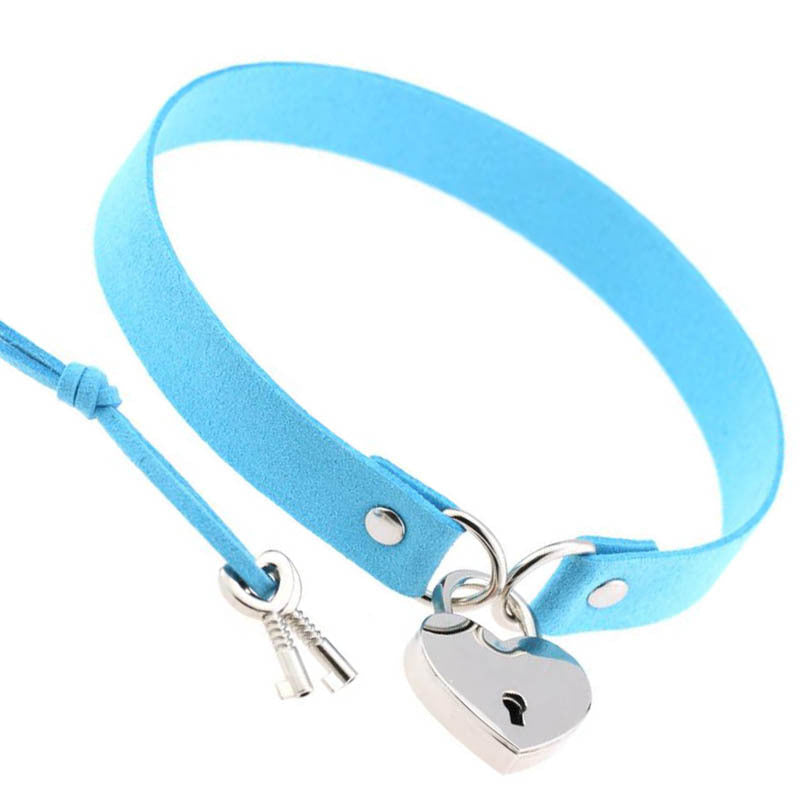 Velvet Heart Lock Choker Necklace with BDSM Style
