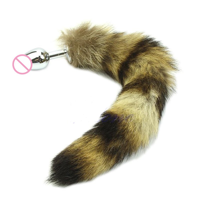 Metal Stainless Steel Adult Toy with Raccoon Tail
