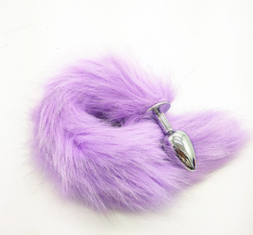 Tapón anal de metal con cola de zorro de imitación multicolor, juguete para adultos