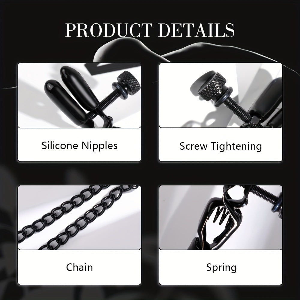 Metal BDSM Nipple Clamps with Single Chain for Couples