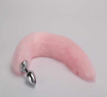 Tapón anal de metal con cola de zorro de imitación multicolor, juguete para adultos