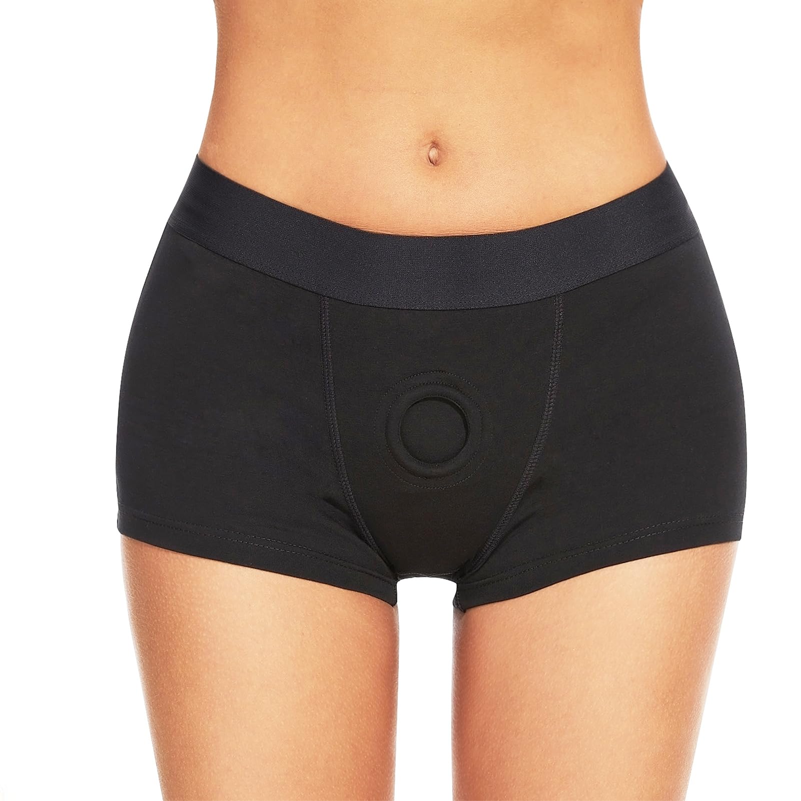 DRESSHAPE Harness Underpants Strapless Strap On for Unisex Strapless Strapon Boxer Briefs Panties for Men Women Couples (US Alpha Large Regular Regular Black)