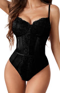 Falagasa Womens Lingerie Eyelash Lace bodysuit Snap Crotch Teddy One Piece Babydoll Sheer Mesh Nightwear(black X-large)